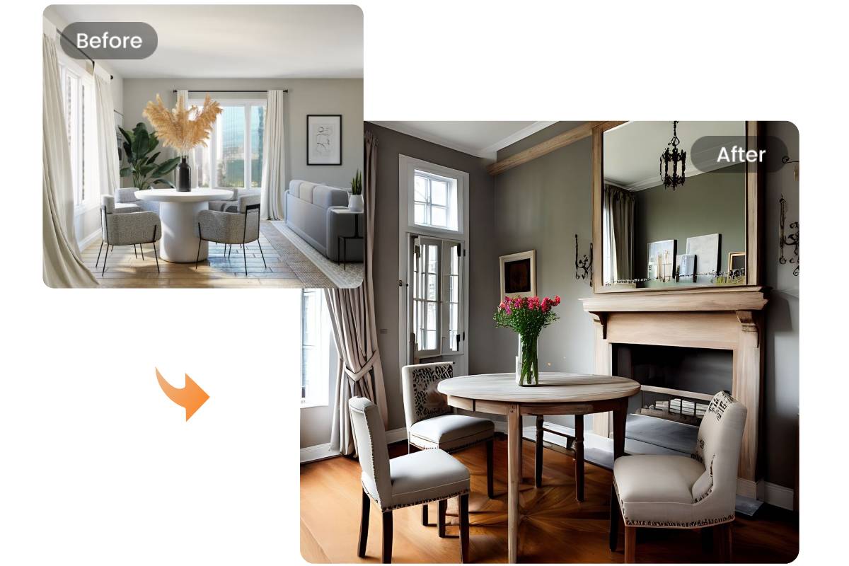 Plan and redesign for the upload room image in Fotor ai room planner