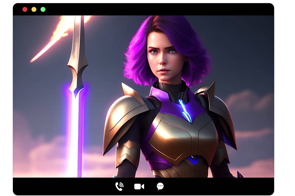 Purple hair realistic avatar on live