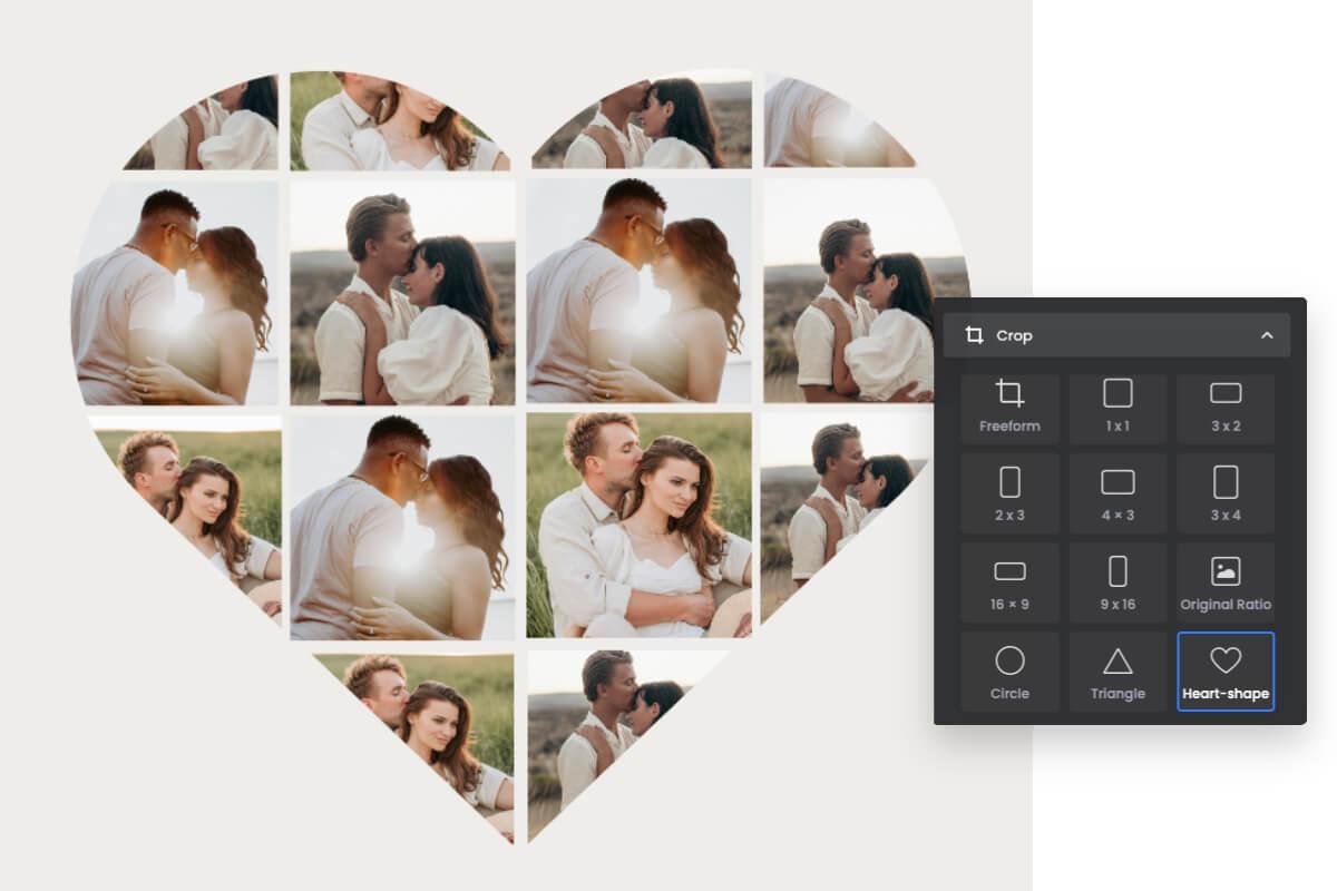Use Fotor photo shape edtor to put picture in heart shape