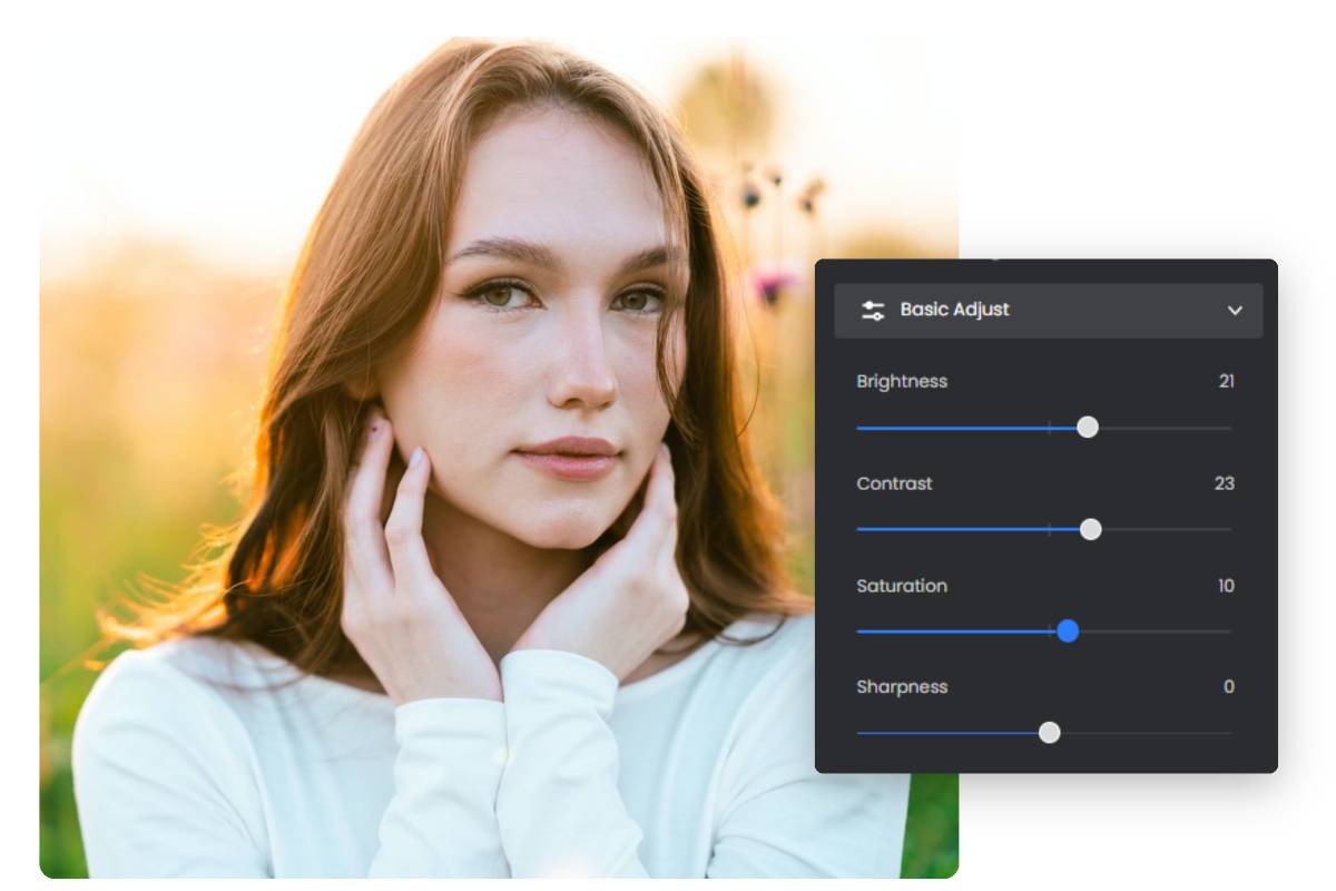 Relight lady image with adjust box