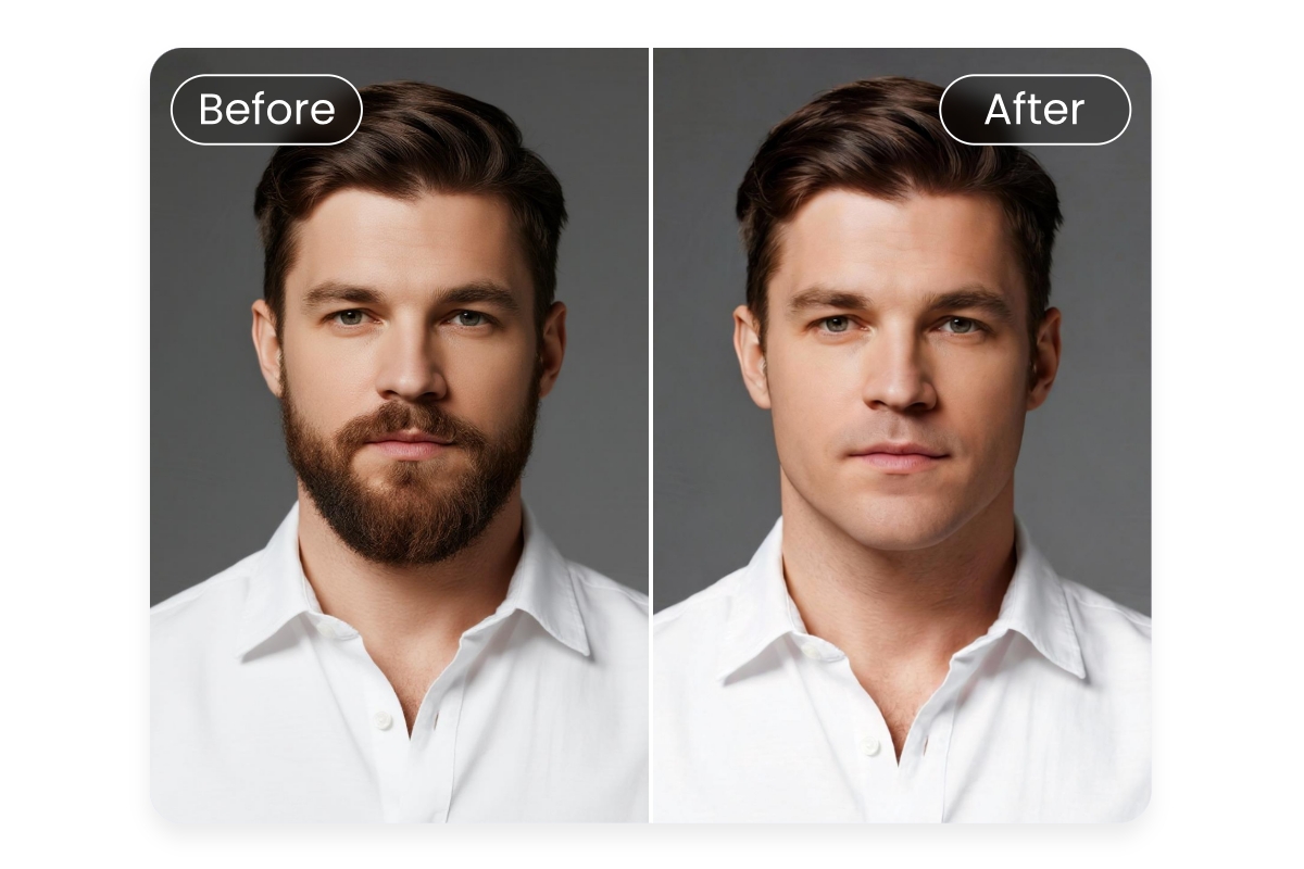 Supprimer la barbe pour comparer les résultats pour homme