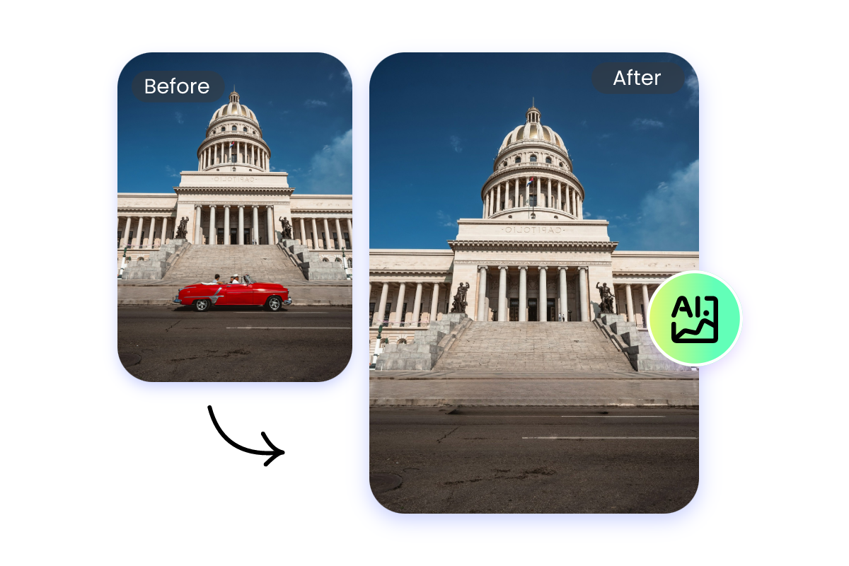 Supprimer les éléments superflus sur l’image grâce au nettoyeur d’images IA de Fotor