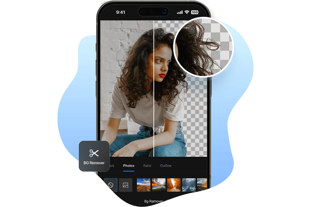 Remove female image background without losing quality using fotor app