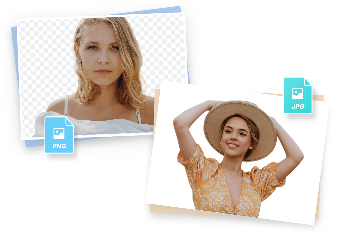 Supprimer les fonds des images féminines aux formats PNG et JPG par lots avec le suppresseur d'arrière-plan en ligne par lots de Fotor
