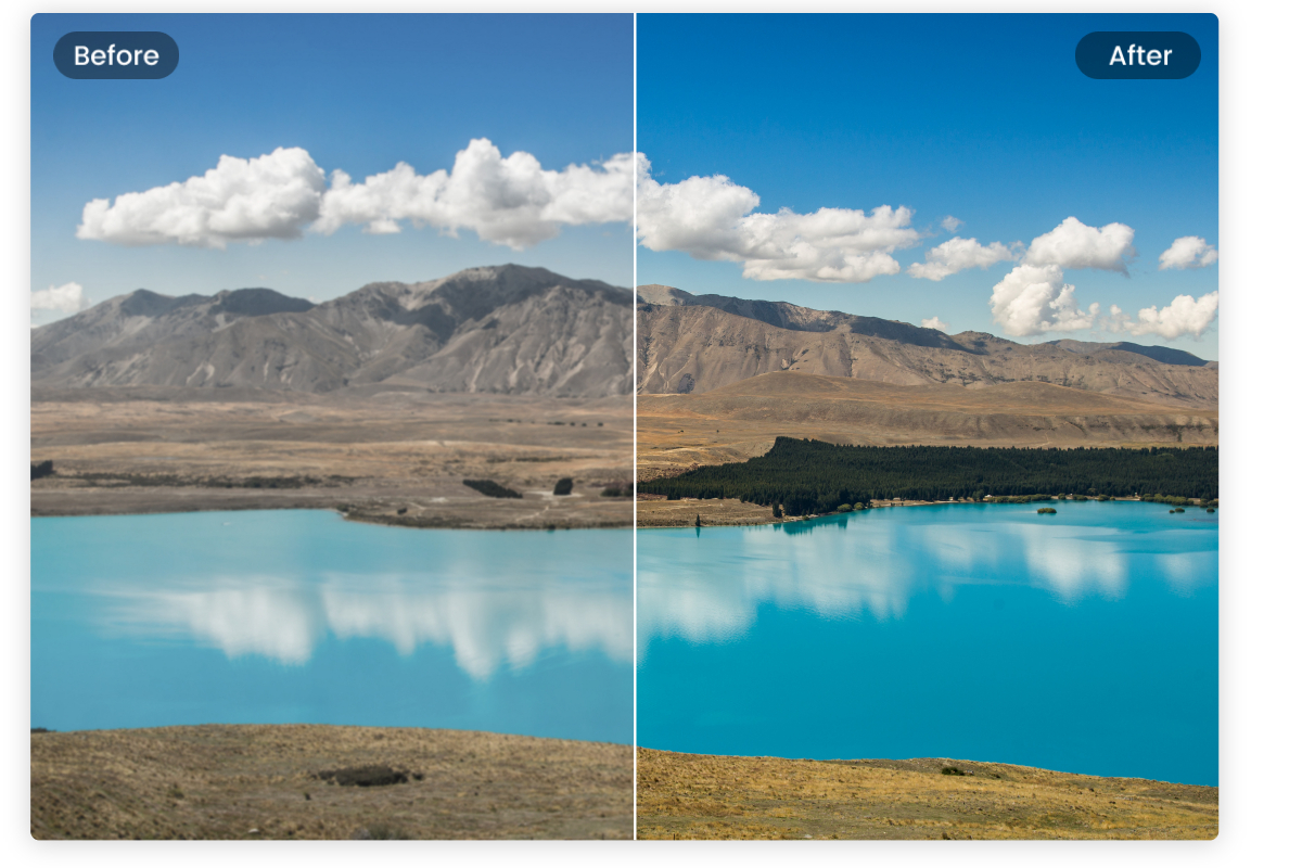 Remove haziness from the landscape photo using fotor ai dehaze photo tool