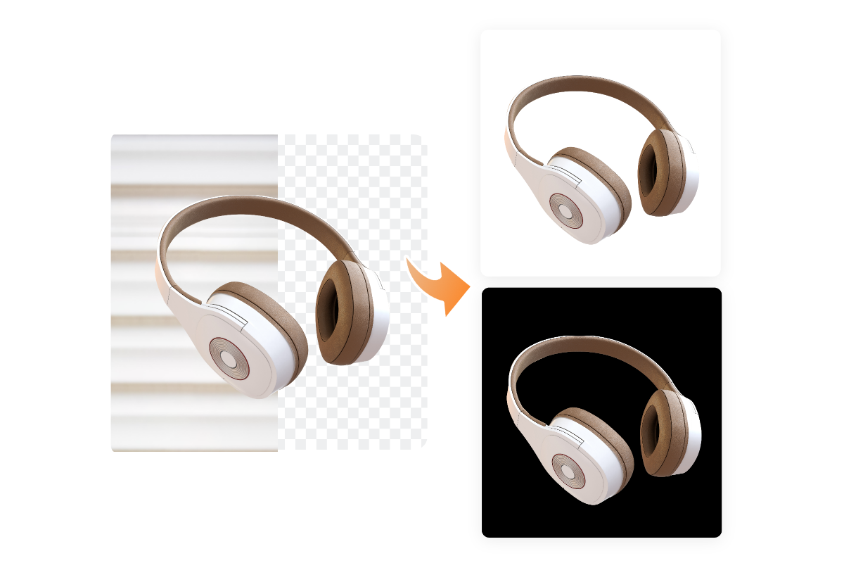 enlever le fond photo de casque et le remplacer par un fond blanc ou un fond noir