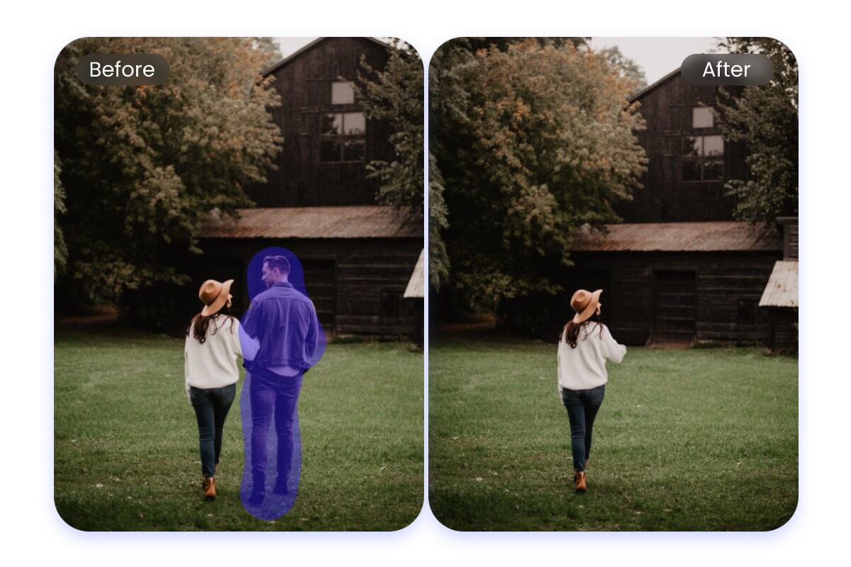 Remove man from a couple photo