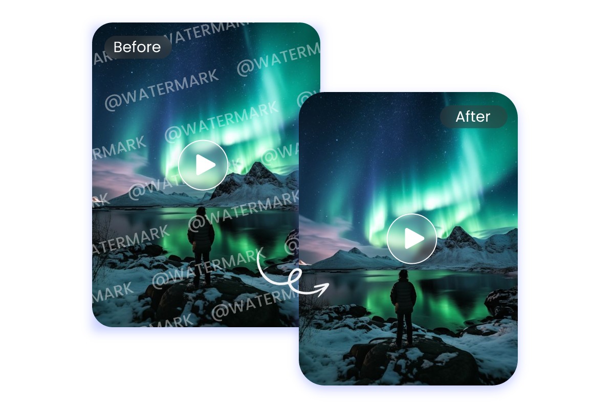 Remove multiple emojis from a video featuring an aurora view
