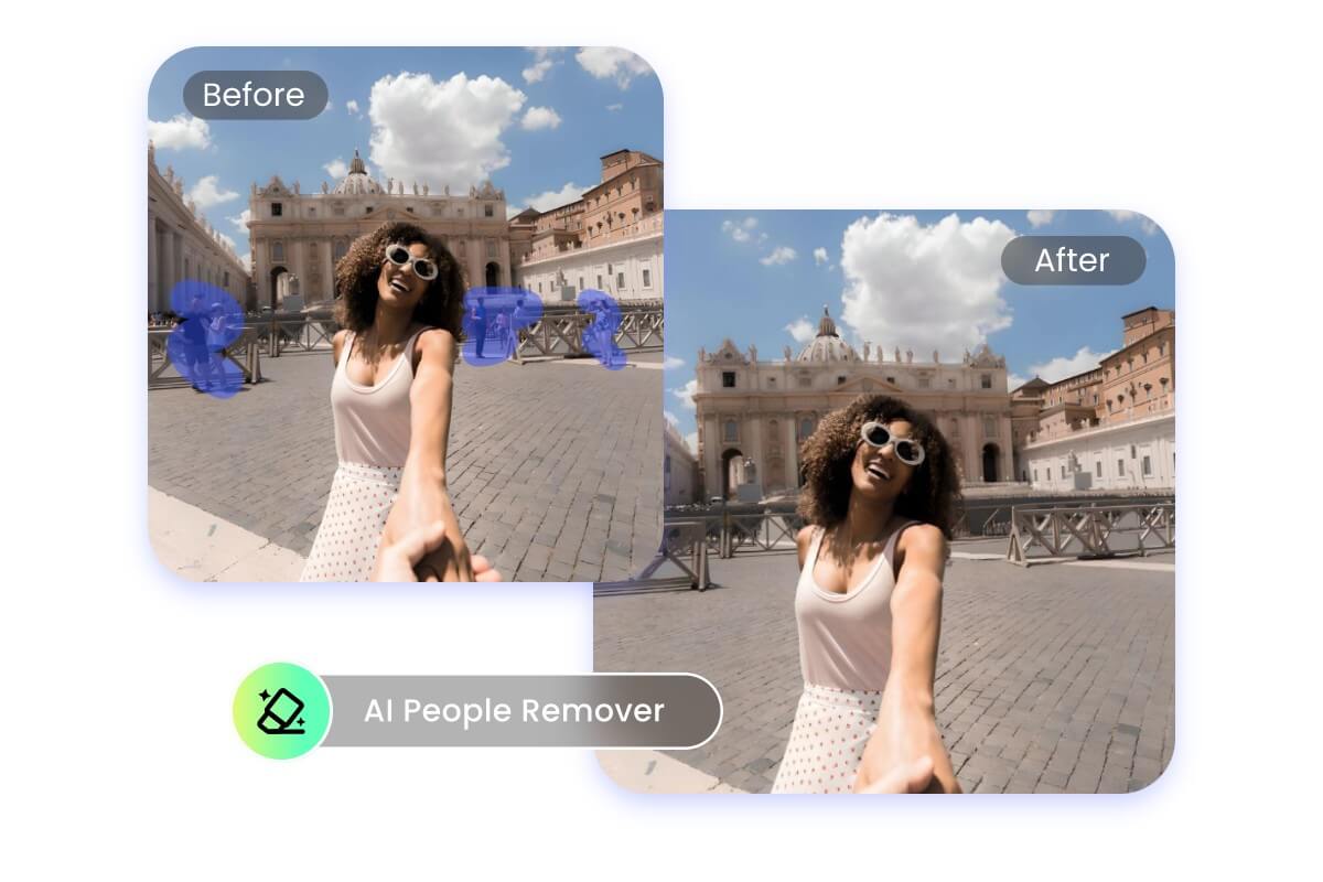 Remove person from photo online free with Fotor AI people remover