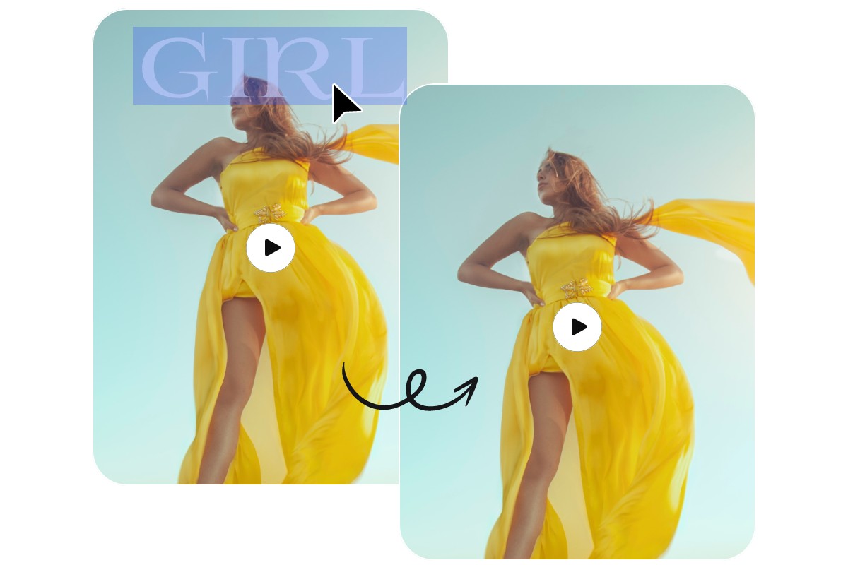 Remove text from a woman model video with fotor video text remover