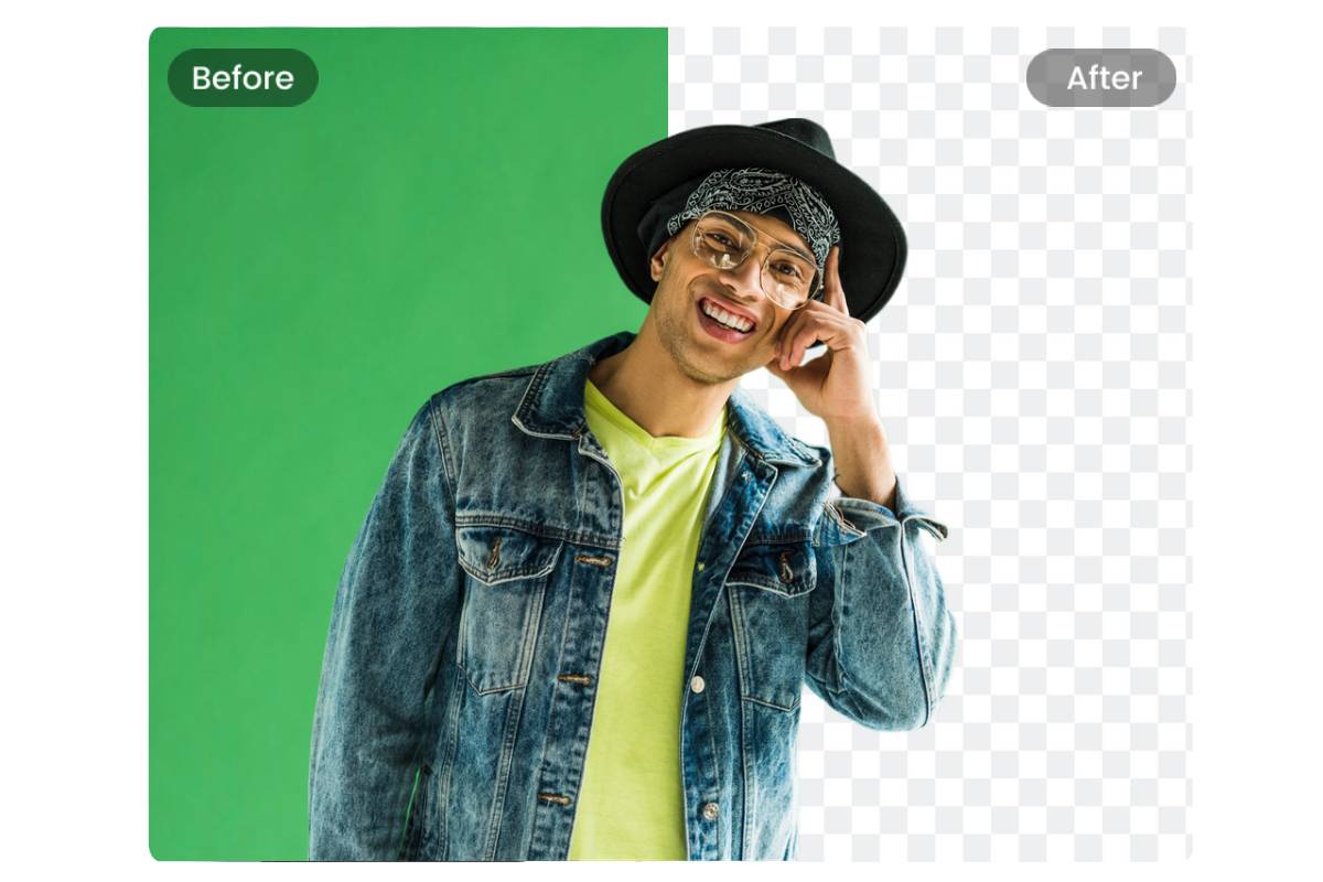 Remove the green screen background of a man portrait
