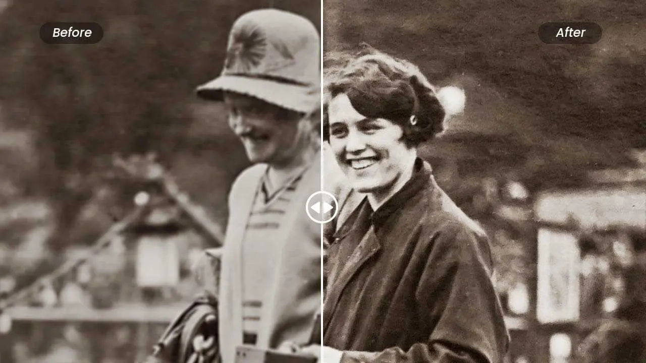 Yaşlı çift fotoğrafını Fotor ai görüntü çözünürlüğü artırıcıyla onarın