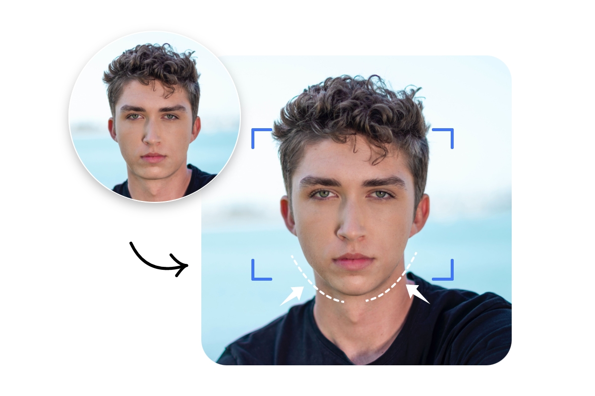 Reshape a male face photo in Fotor