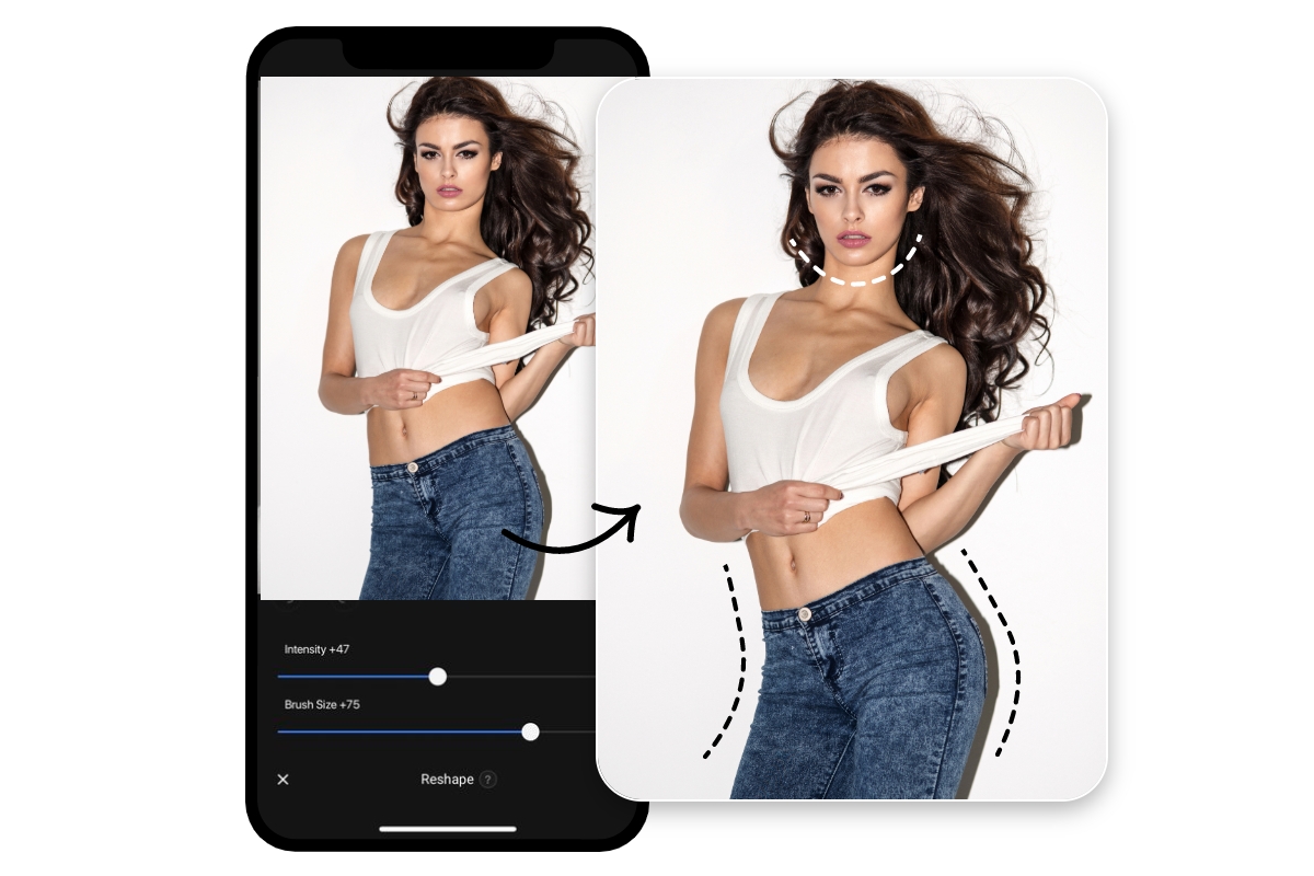 Reshape body and face editor on mobile app