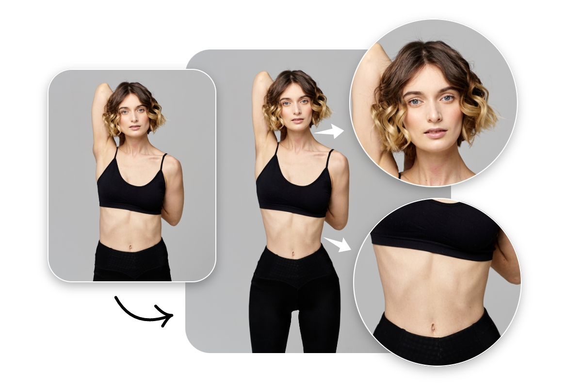 Reshape the neck and waist of a female photo to create a slimmer body shape