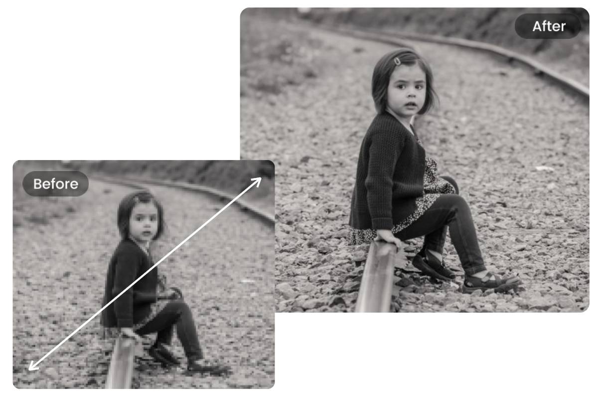 Restore a woman old photo with 4k photo editor of fotor