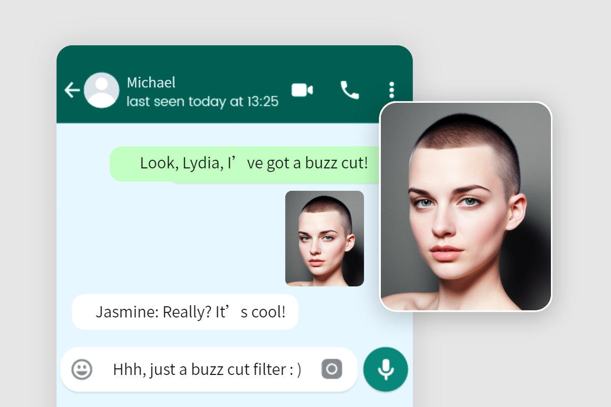 Envoyer l'image de la coupe buzz cut à un ami via WhatsApp