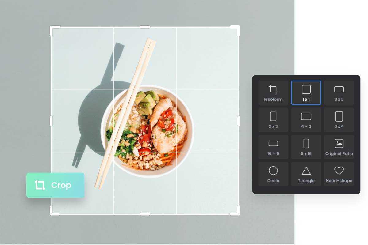 Crop food image into different shapes with Fotor image shape changer