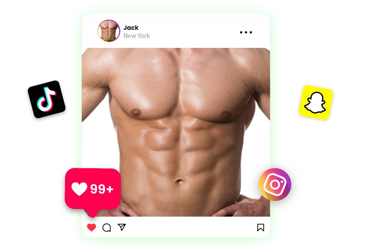 Sixpack-Foto jetzt auf die sozialen Medien teilen