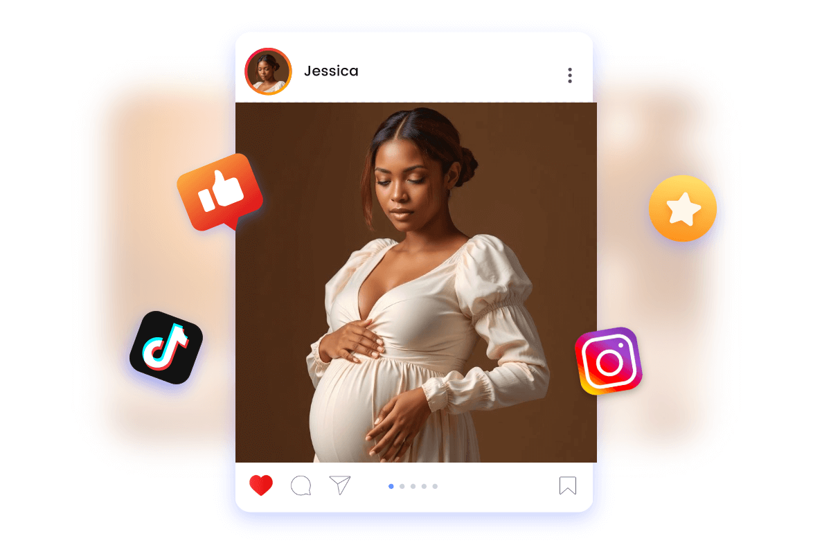 Share a pregnant photo of a woman on social media