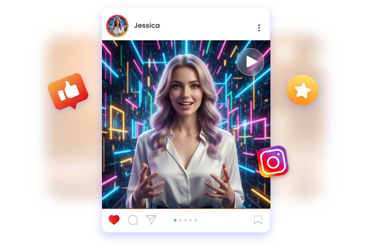 Share ai influencer video on social media