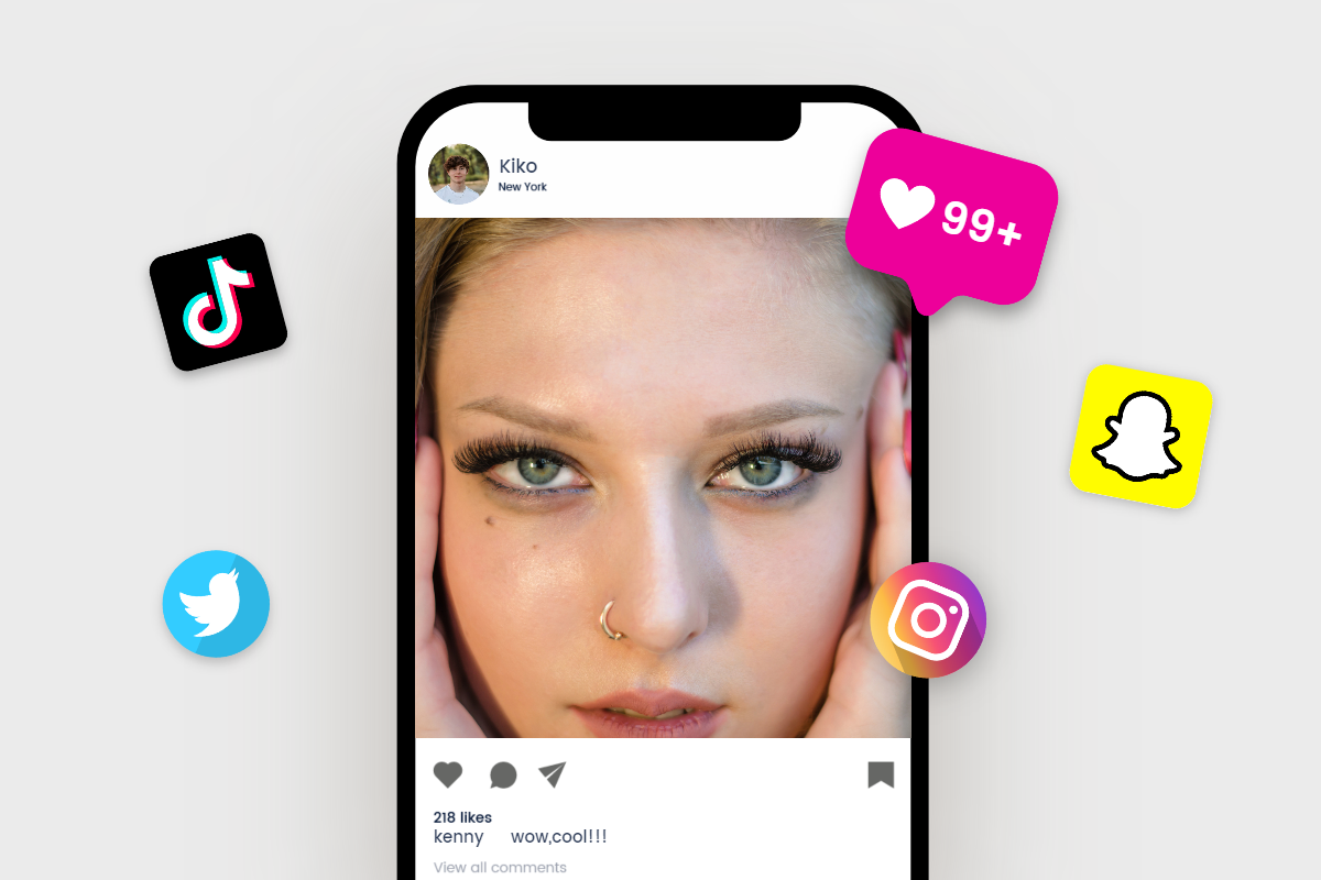 Partager en ligne une photo avec un piercing nez grâce au filtre piercing nez de Fotor