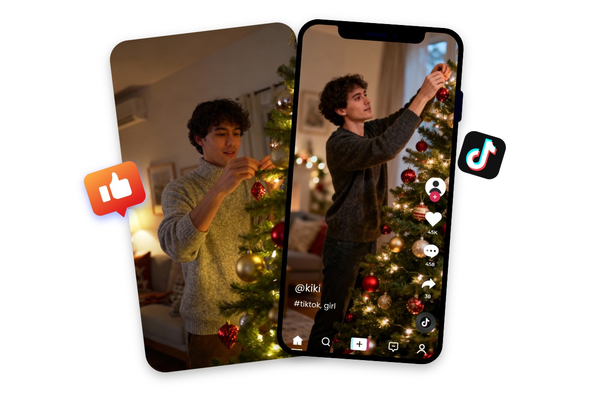 Erstelle ein Weihnachtsvideo und teile es direkt in sozialen Medien