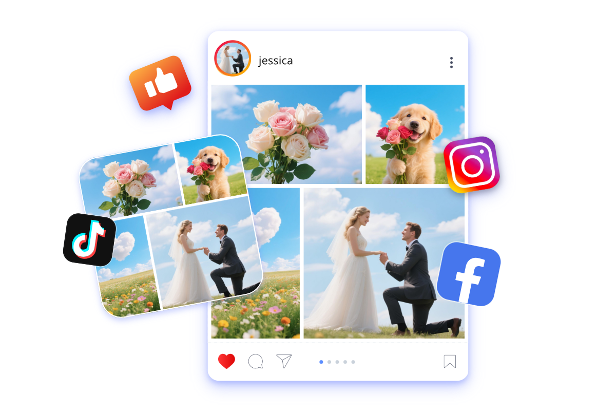 Share your photo grids to social media platform