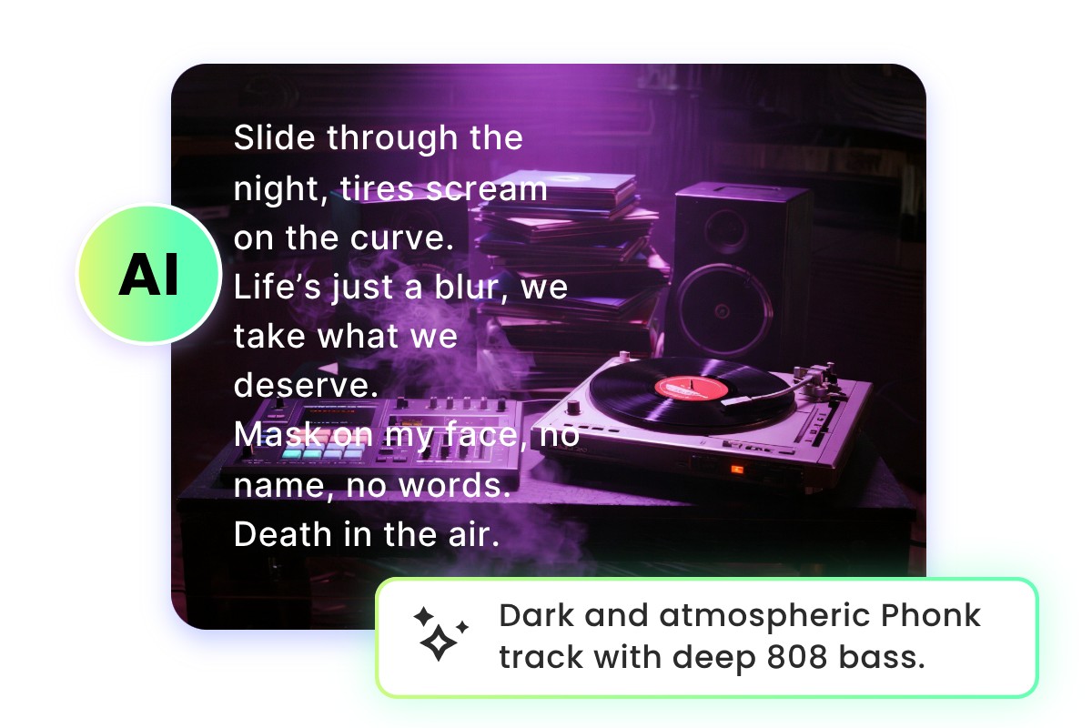 Smart ai helps you write personal phonk lyrics