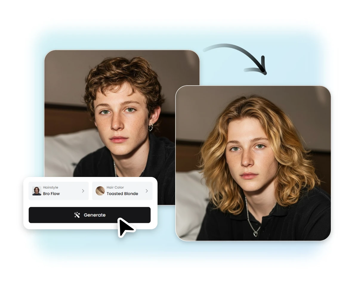 Step 2 customize hairstyle and color and let the AI hairstyle generator work