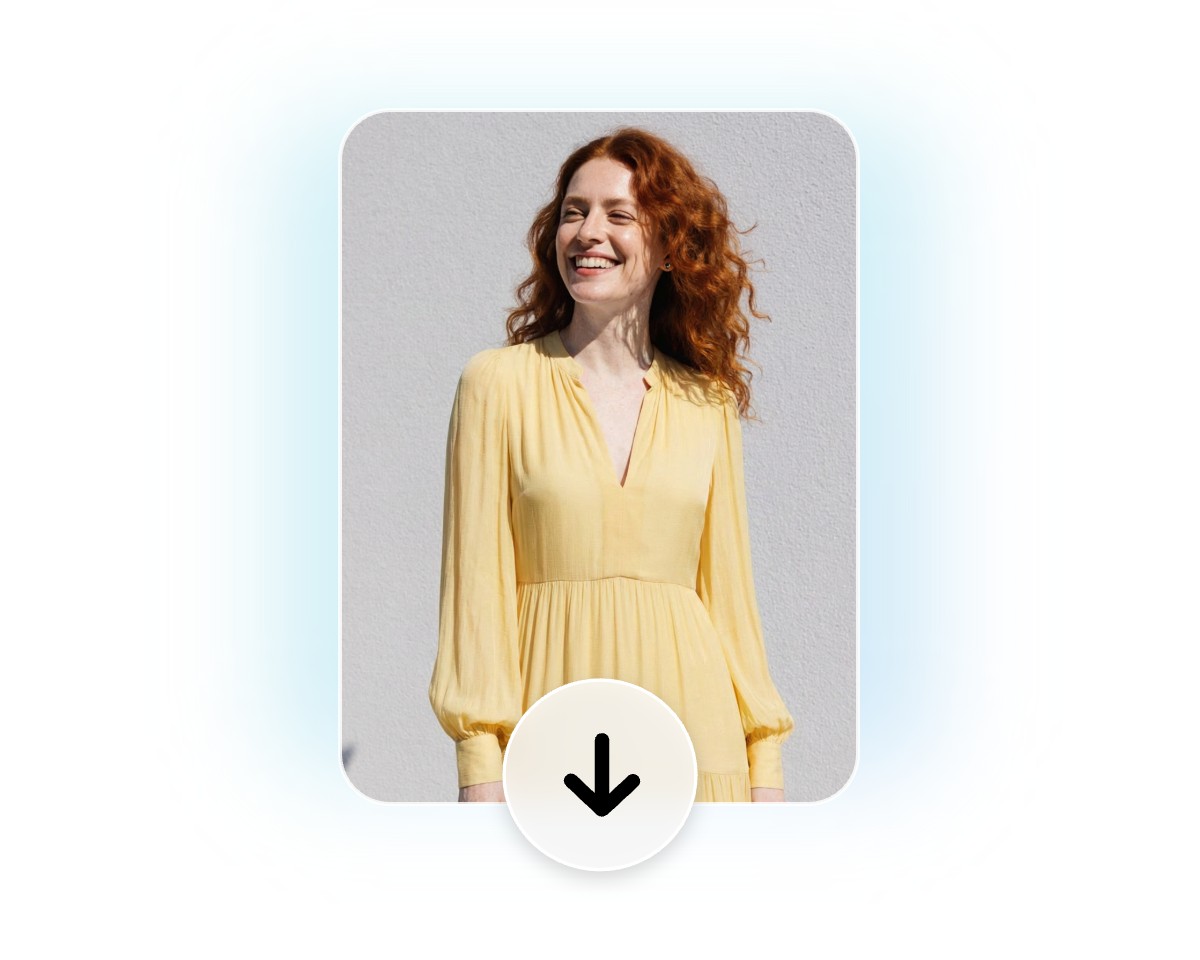 Step three download the virtual try on clothes of a woman in yellow dress