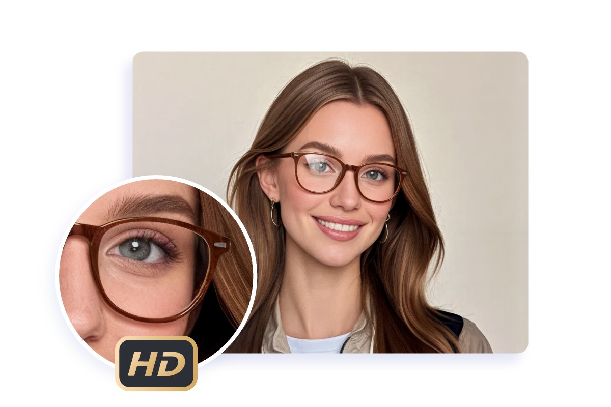 Les images d’essayage virtuel de lunettes générées avec Fotor sont de haute qualité
