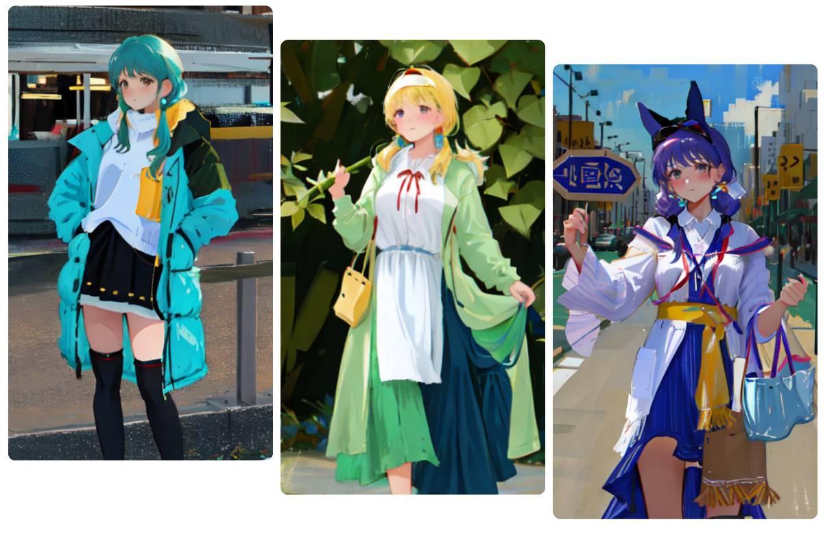 Three female V Tuber characters generated in Fotor AI V Tuber maker