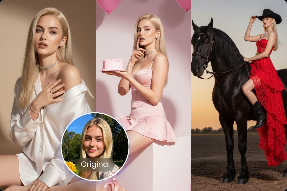 Three styles of viral cinematic portraits generated from one casual photo