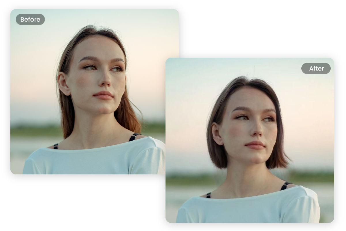 Transform girls long hair to short hair with fotor short hair filter