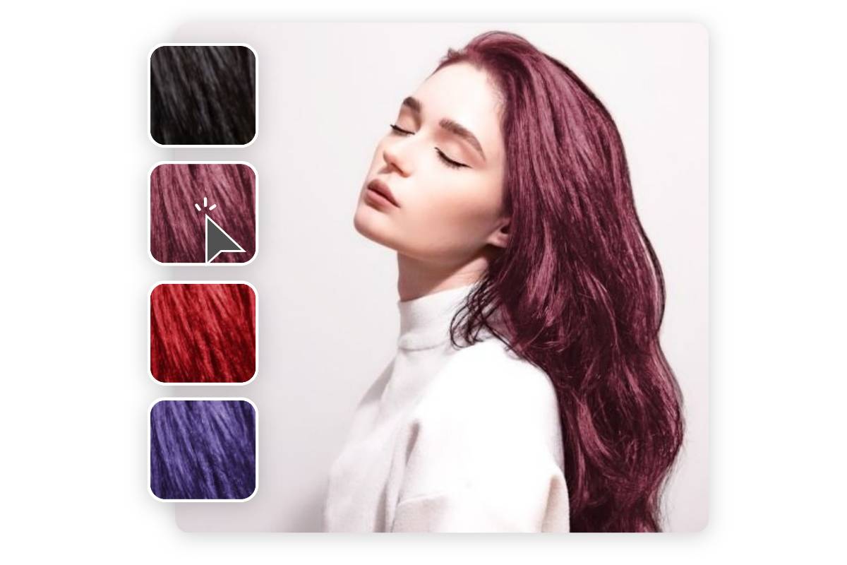 Try on purple hair color virtually from a list of hair color options in fotor