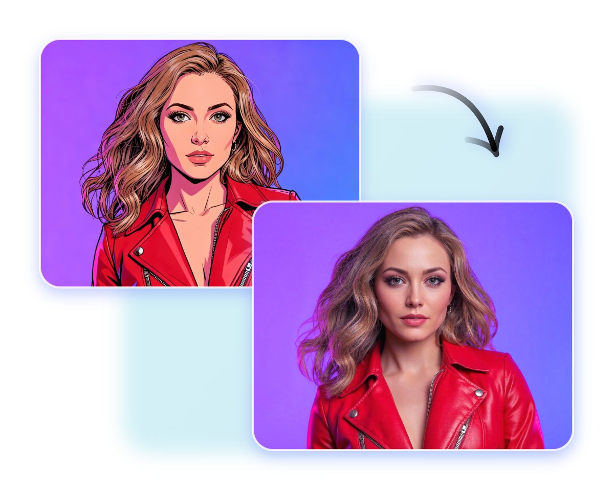 Turn a cartoon girl into realistic in fotor