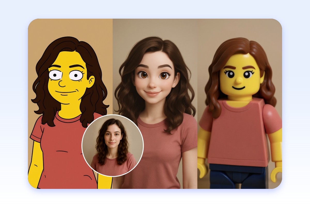 Turn a casual picture of a woman into three different styles of images