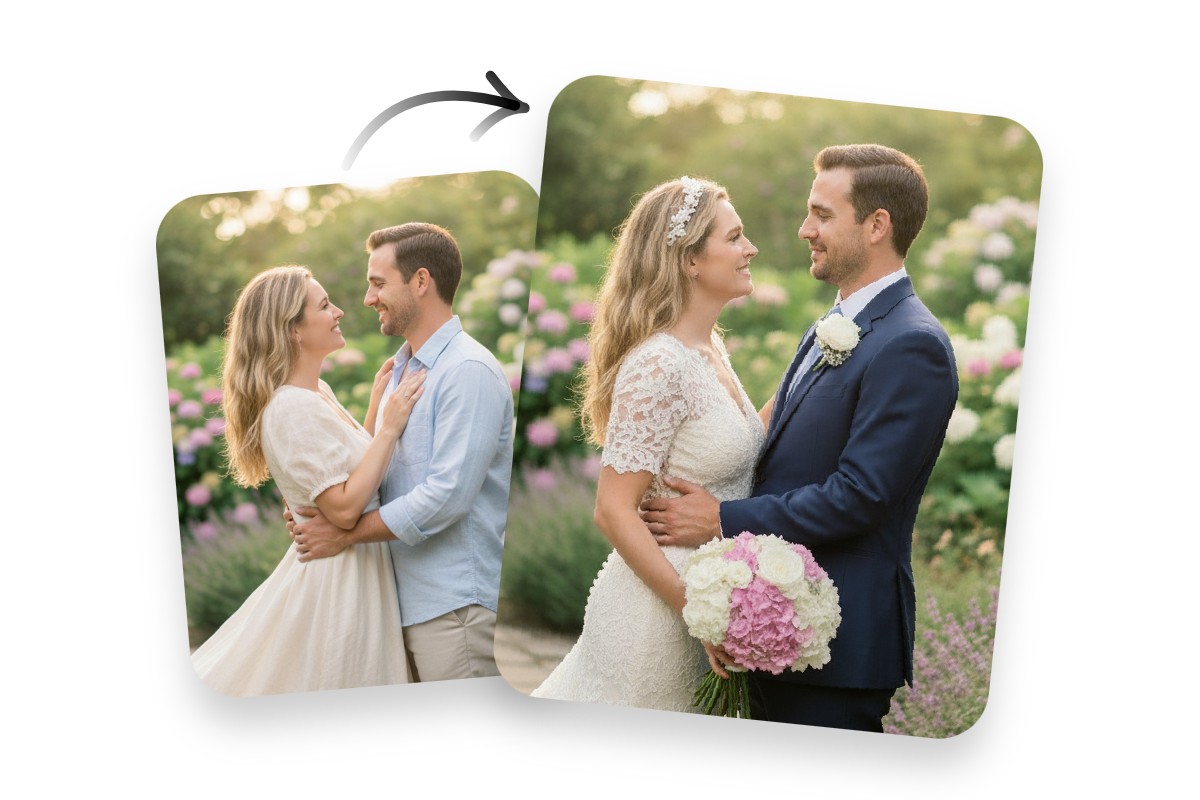 Turn a couple picture into an ai wedding photo