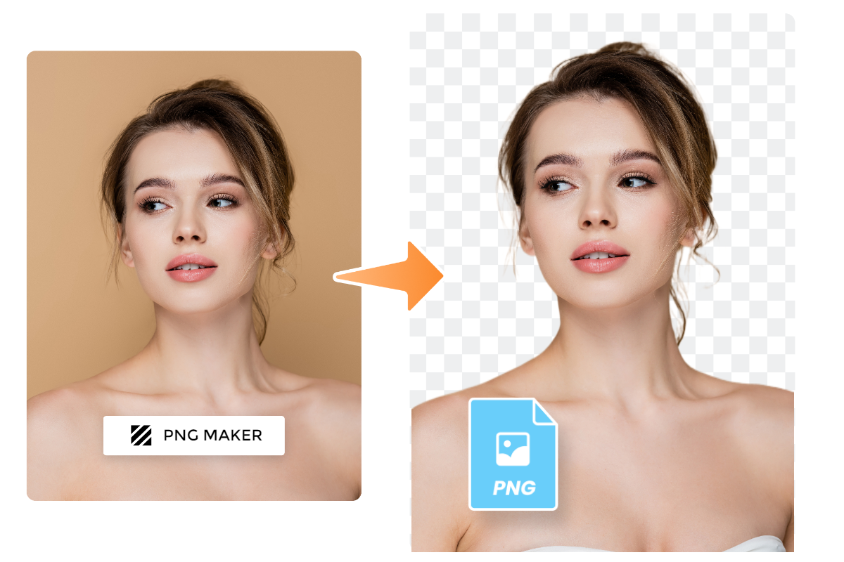 Ubah gambar wanita menjadi tarnsparent png dengan pembuat fotor png