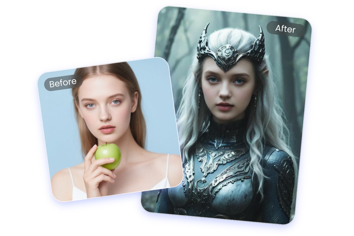 Turn a female portrait photo into a fantasy character