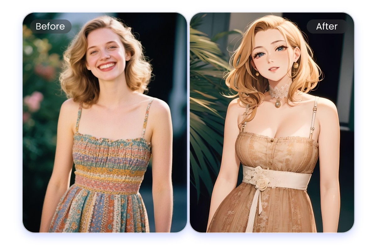 Turn a female portrait photo into an anime girl