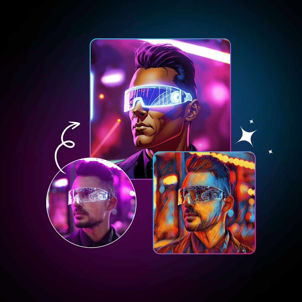 Turn a man photo into two different nft artworks