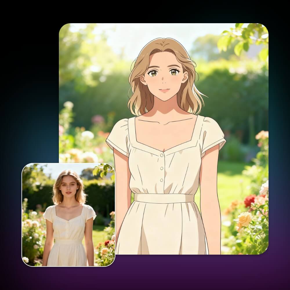 Turn a woman photo into cartoon style
