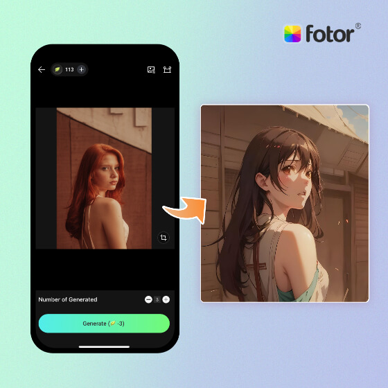 Turn a woman portrait to anime with the Fotor app