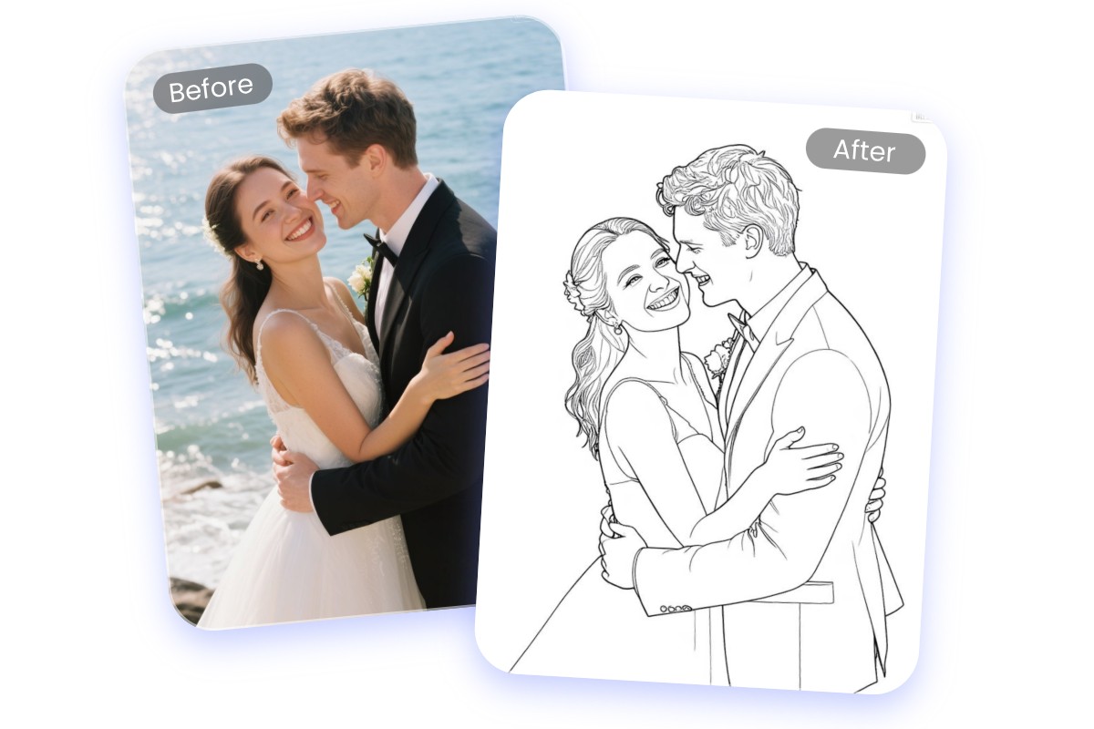 Turn a young couples photo to stencil