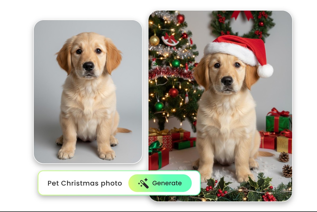 Turn an ordinary photo of a doy into an ai christmas visual