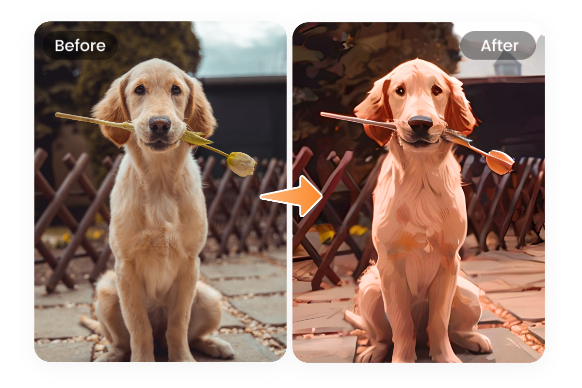 Tierfotos in Cartoon umwandeln-hier Beispielbild mit einem Hund