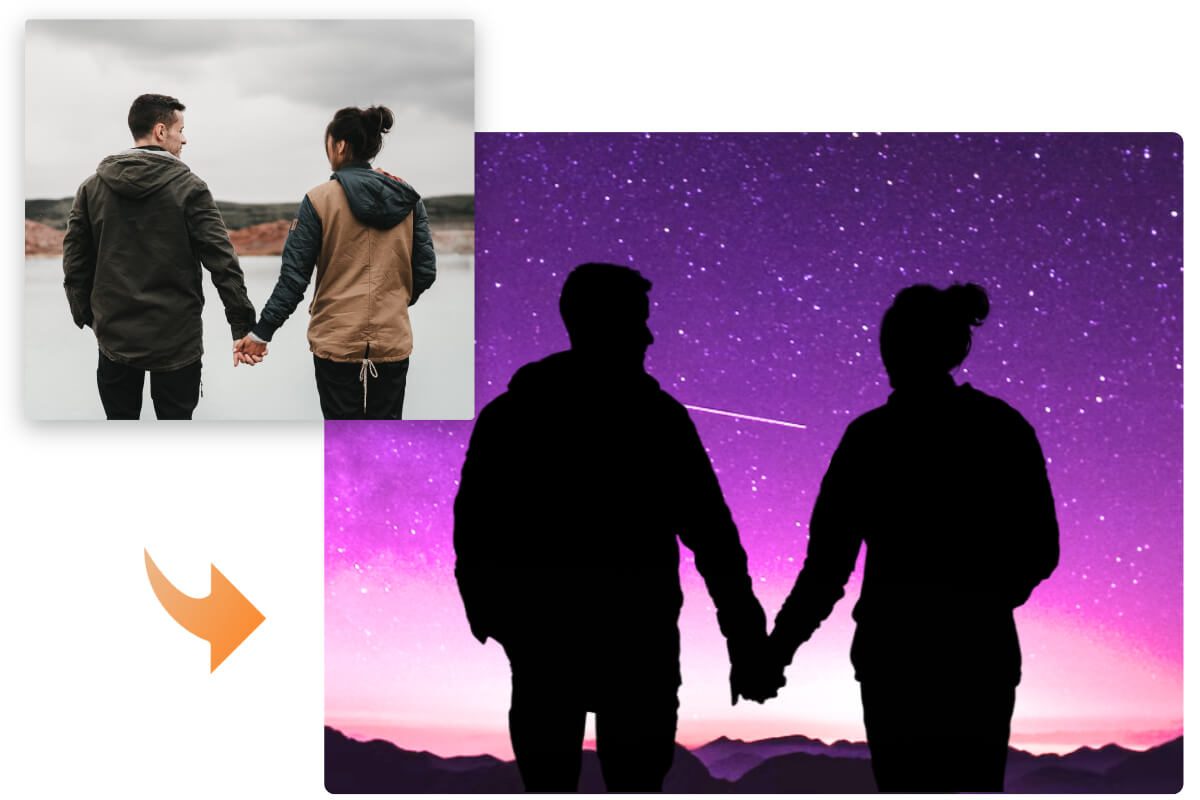 Convertir imagen en silueta online con el creador de foto silueta de Fotor