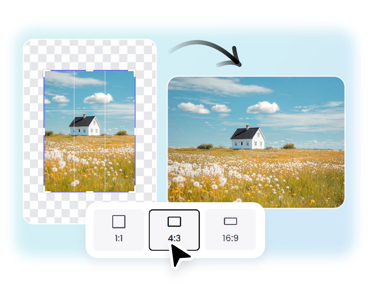 Turn portrait to landscape in various aspect ratios with fotor